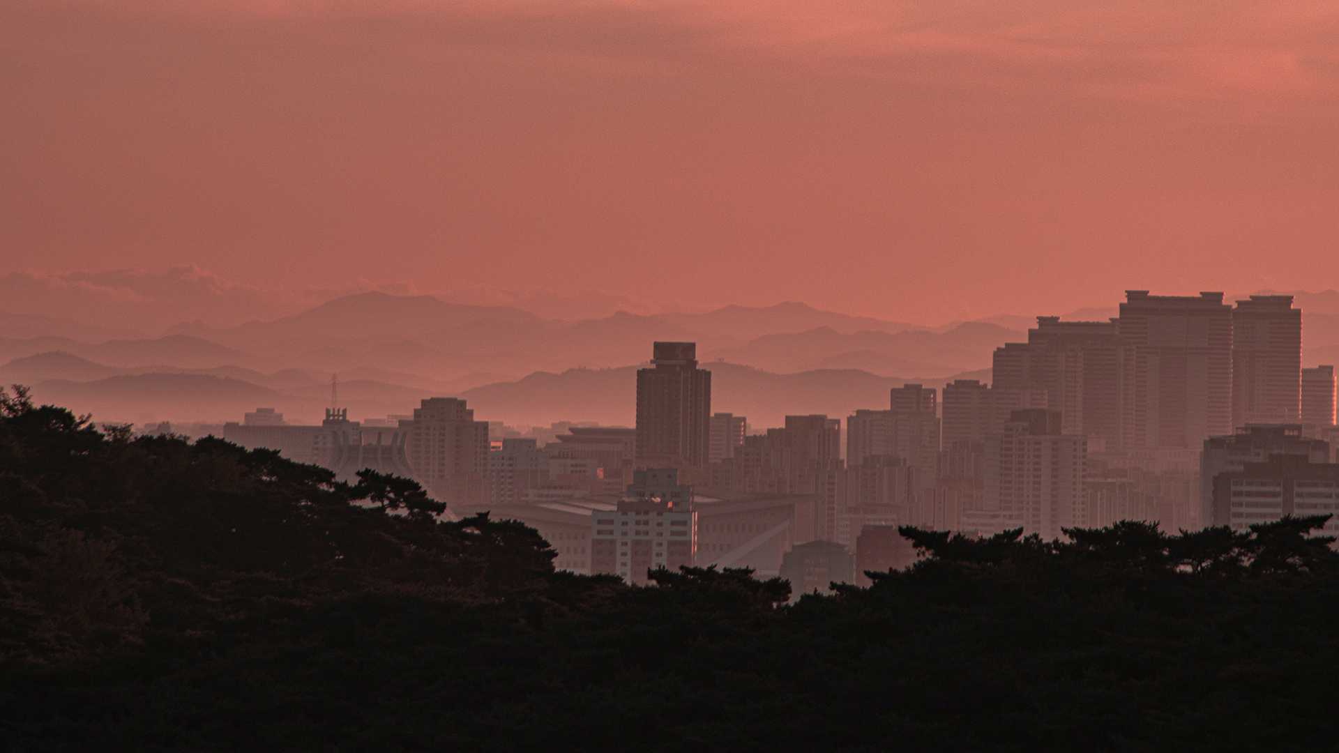 North Korea — Pyongyang at dusk.